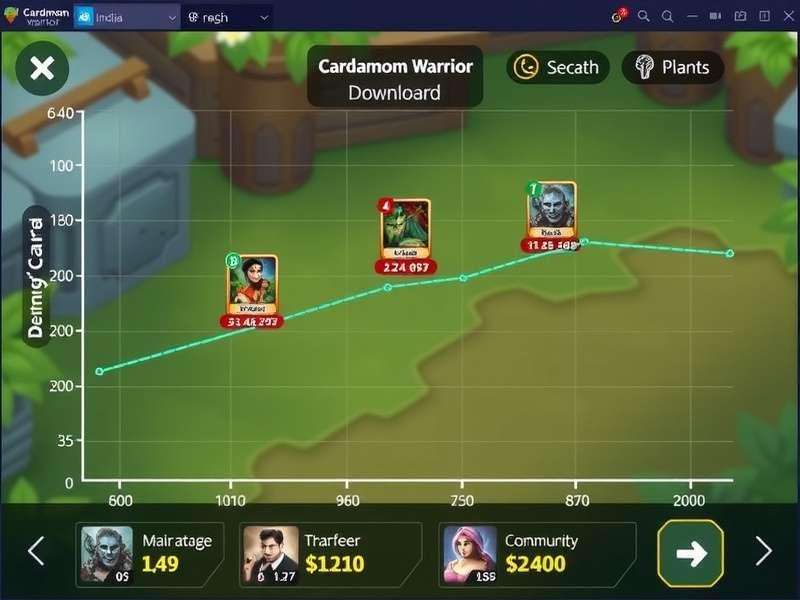 Cardamom Warrior gameplay screenshot showing card battle interface